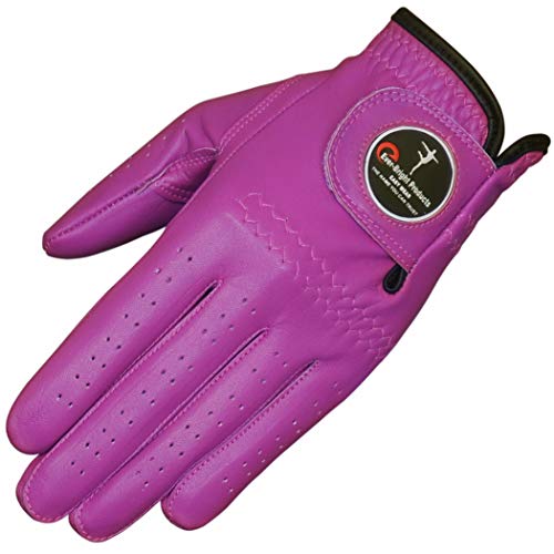 Ever-Bright Men's Golf Gloves OptiColor Premium Leather Golf Glove (Dark Pink, Right Medium/Large)