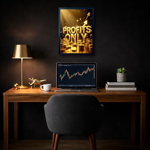 Image of ARTFUL TOY BOX - Profits Only Motivational Quote Photo Frame Wall Art for Office & Home Decor | Success, Growth & Business Mindset Wall Decor | HD Glossy Print | Premium Fiber Black Frame - 12x18 Inch (30x45 cm) (Design 11)
