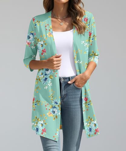Image of YSYOKOW Lightweight Cardigans for Women 3 /4 Sleeve Long Open Front | Cardigan sweaters for women lightweight, summer cardigans for women lightweight, long cardigans for women trendy, dressy