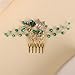 Teyglen Boho Emerald Crystal Side Comb - Gold Leaf Bride Wedding Hair Accessory - Small Green Rhinestone Piece - Bridal Headpiece for Women