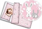 BABYMAM 2pc Cotton Baby Bedding Cot Toddler Duvet Cover and Pillowcase Set to Fit Cot Bed 120x90cm Bunny Pink
