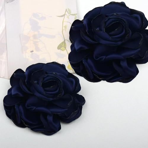 Image of Big Flower Pins for Clothes Fabric Rose Flower Brooches for Women Large Delicate Elegant Flower Lapel Pin for Wedding Party Dance Banquet Wedding Guest Dresses Suit Accessories 7.5in