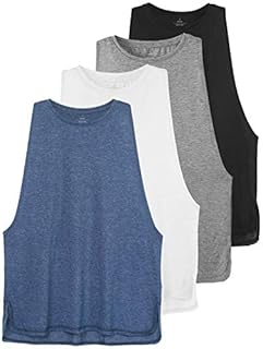 Cosy Pyro Workout Tank Tops for Women Lightweight Running Tanks Basic Gym Tops Sleeveless Athletic Yoga Shirts-4 Pack Black/Light Gray/White/Navy M