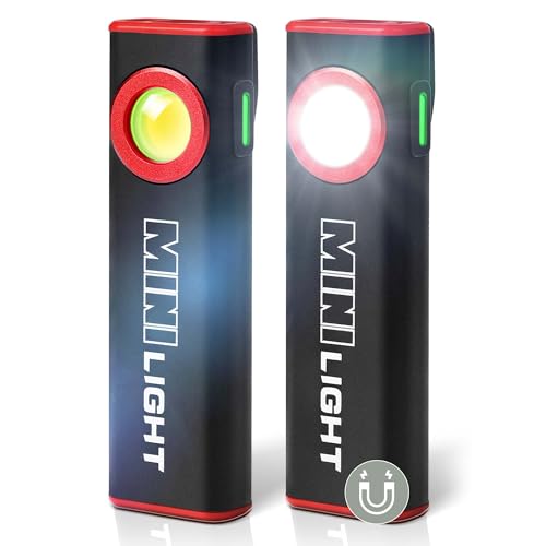 Image of lexall 2 Pack Flashlight,1200 Lumens Mini Magnetic Flat EDC Flashlight with Clip, 1200mAh Rechargeable Portable Ultra-Light Bright Waterproof Pocket Light for Working, Camping, Repairing, Emergencies