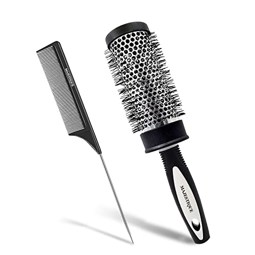 Majestique Blow Dryer Brush & Tail Comb Combo – 2-Inch Professional Ionic Round Brush for Fast Drying, Curling & Styling | Roller Hair Brush with Tail Comb for Men & Women | Volume & Shine Boost