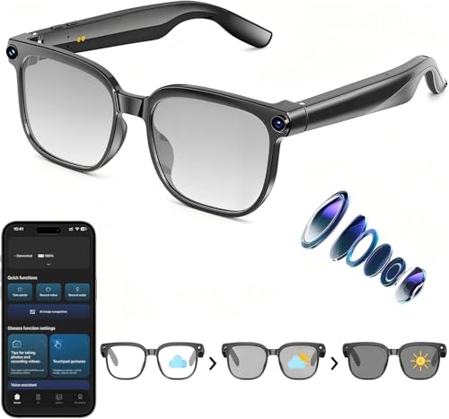 AI Smart Glasses with Camera,8MP Camera Glasses,1080P Anti-Shake Video Recording Glasses, Real Time...