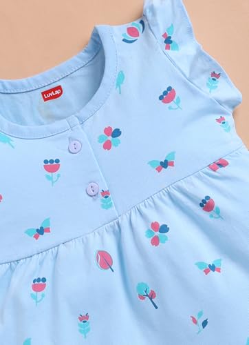 Image of LuvLap Baby Girls Regular Fit 100% Cotton Half Sleeve Girls Knee Length Frock Pack of 3