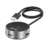 Alxum USB 2.0 Hubs 4-Port USB Data Hubs Splitter with Built-in 60CM Long Cable for iMac, MacBook Pro/Air, Mac Mini, Chrombook, Microsoft Surface 4/3, Surface Book, Aluminium, Black [Ultra Slim]