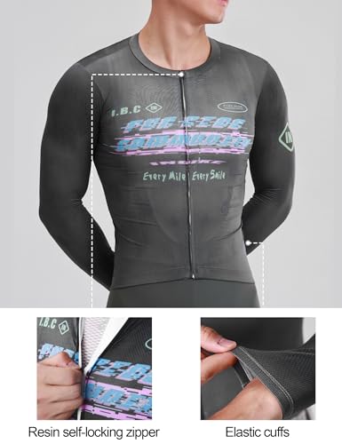 INBIKE Maillot Ciclismo Bicicleta de Carretera Maillot Bicicleta de Montaña Manga Larga con 3 Bolsillos Hombres MTB Jesery Elástico Transpirable UV-Protect Secado Rápido Gris Oscuro,L - imagen 4