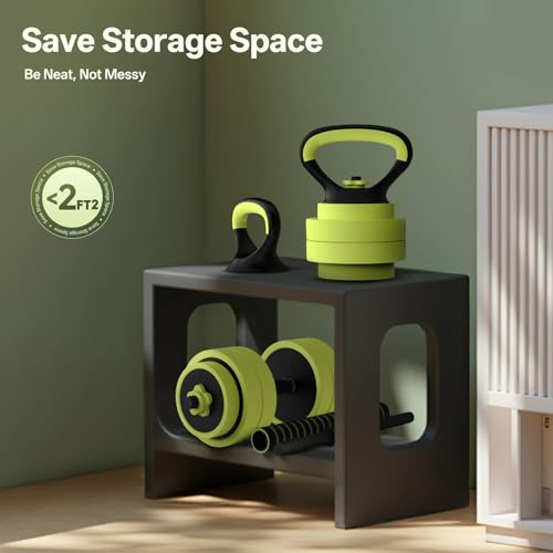 PASYOU Juego de mancuernas ajustables de 20 kg, juego de mancuernas 5 en 1, flexiones y pesas rusas, juego con tubo de conexión, mancuernas y mancuernas para fitness en casa, color verde - imagen 8