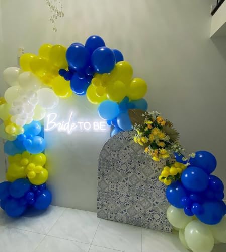 Image of KBZVNAF Blue and Yellow Latex Balloons - 60 Pack 12 inch Royal Blue Yellow Confetti Party Balloons for Birthday, Baby Shower, Wedding, Graduation Party Decorations