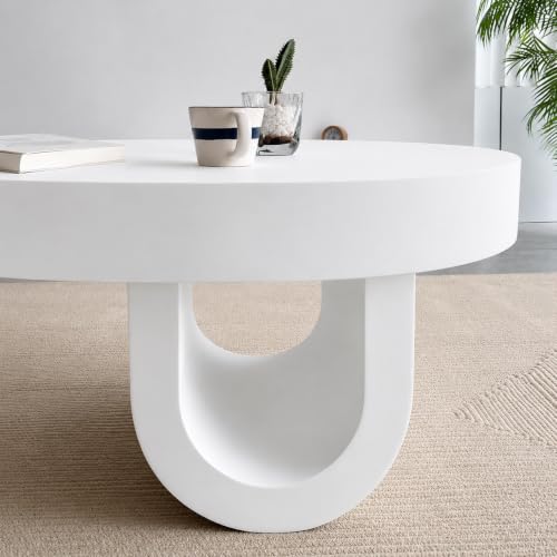 Image of WOODEN SPACE Arcadia Modern Oval Center Table | Designer Coffee Table with Sculptural Base | HDHMR & Wooden Build | Premium Living Room Table