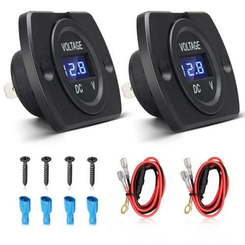 Display Malfunction/FMVSS 101 - 2019-2021 Autocar Xpeditor & 2021 Legend 3 Anina 2Packs Car Voltage Meter Monitor 12V/24V Voltmeter Gauge with LED Digital Display Round Panel Mount Battery Monitor Compatible with Vehicle Truck Motor Cycle ATV UTV Marine Boat