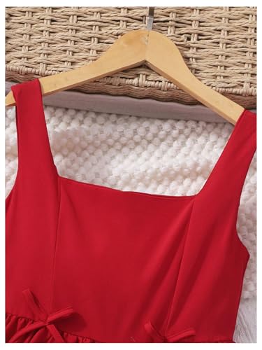GORGLITTER Girl's Cute Dresses Bow Layered Ruffle Sleeveless A Line Flowy Short Dresses3