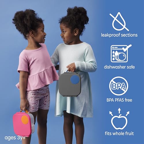 Image of b.box Mini Lunch Box Kids | 4.25 Cup Leak Proof Bento Box for Kids Ages 3+ | 3 Compartment Snack Containers, School Lunch Container, Dishwasher Safe, BPA-Free, PFAS-Free - Blue Slate