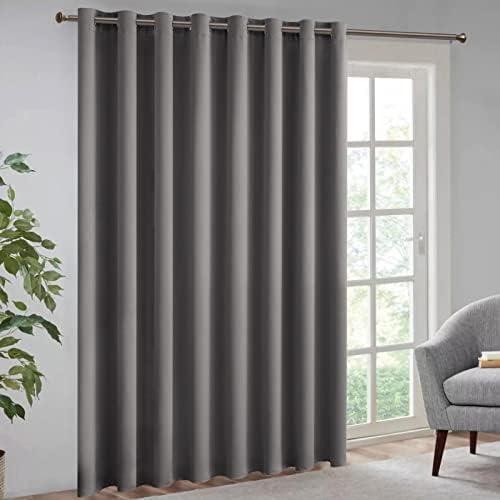 MIULEE Sliding Door Curtains 8.3 x 7 Ft, Grey Blackout Curtain for Living Room, Vertical Blind for Room Darkening Extra Wide Grommet Top Closet Door Curtains for Bedroom/Patio 1 PC 100 x 84 Inch