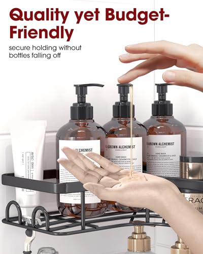 image for Sakugi Corner Shower Caddy - 2 Pack, Adhesive Shower Organizers, Rustp