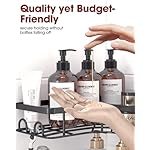 Corner Shower Caddy - 2 Pack, Adhesive Shower Organizers, Rustproof Stainless Steel Shower Shelves with 8 Hooks, No Drilling Bathroom Organizers and Storage Racks, Space-Saving, Black,Medium | Rustproof, Shower Shelves, 8 Hooks, Bathroom Organizers, Storage Racks - Image 5