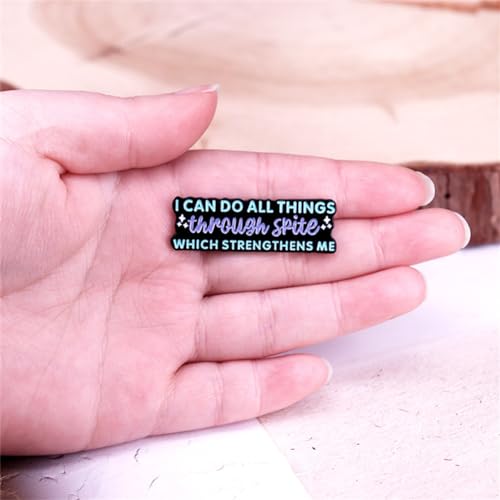 Image of Bible Lapel Pin - 'I Can't Do All Things Through Christ Which Strengthens Me' - Handmade Enamel Pin Badge Collection for Men & Women - Religious Gift Accessory