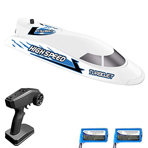 GoolRC Flytec RC Boat, V008 Remote Control Boat for Pools and Lakes Pond Garden 30KM/h 2.4GHz Waterproof Toy High Speed Mini Speed Boat RC Boat Racing Boat Gift for Kids 2 Batteries