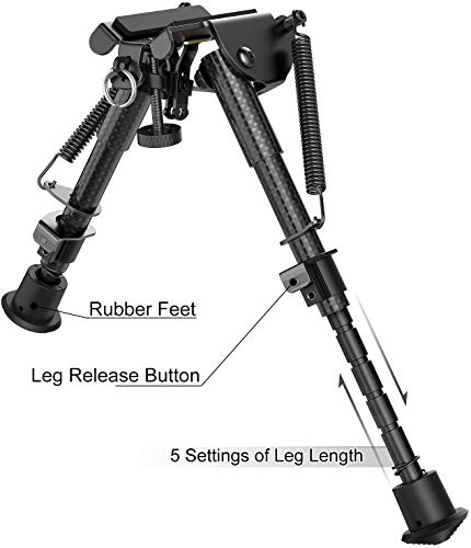 Feyachi Gewehr Zweibeine mit Kohlefaser-Drehgelenk, Schwenkbares Zweibein mit Sling-Halterung (6\- 9\)