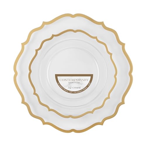 PLASTICPRO 32 Pack Clear and Gold Plates