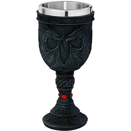 Alikiki Medieval Dark-Night Dragon Goblet - Dungeons & Dragons Gifts Game Ideas Of Thrones Merchandise 7Oz Stainless Steel Drinking Cup Gothic Got Dragon D&D Chalice Party Decor Collectible #TOP5