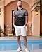 Mens Fashion Color Block Polo Shirts Casual Short Sleeve T Shirt Striped Moisture Wicking Golf Shirts Tops Gray