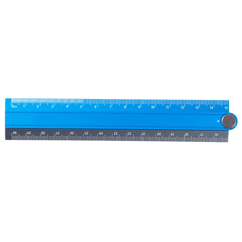 SUCHUANGUANG Aluminum Alloy Foldable Ruler Simple Folding Metal Stationery Rule Measuirng Tool Blue & Black & Black 30cm Blue