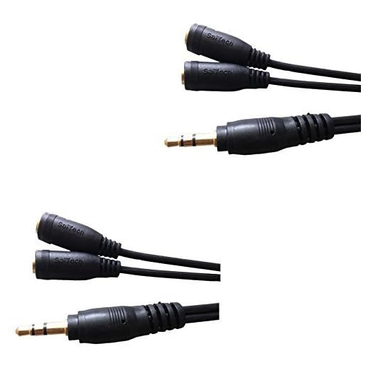 (2 pack) Ny 3,5 mm stereouttag splitter kabeladapter för ipod, Mp3-spelare, mobiltelefon, bärbar dator, PC, hörlurar högtalare - 3,5 mm hane till 2 x hona - guldpläterade anslutningar - Innovativ adapter för headset bryter ljudporten ut i två distinkta portar - En som kan användas för en mikrofonanslutning och den andra för att ansluta externa högtalare eller använda båda utmatningen för externa högtalare - Svart