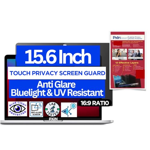 Image of Pxin 15.6 Inch (16:9) Laptop Privacy Screen Filter - NO Eye Strain | Anti-Blue Light + Anti-Glare | No Dry Eyes | Privacy Screen Protector | For Touch Screen