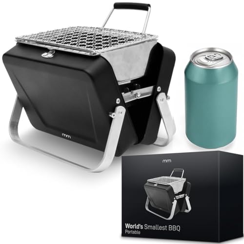 MikaMax – Die kleinste BBQ der Welt – Klappbarer Mini-Grill für Camping, Strand, Picknick & Festivals – Kompakter Holzkohlegrill für Outdoor & Reisen