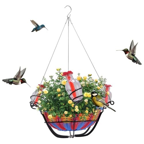 Ausla Hängender Vogel-Futterspender Wildfutter-Kardinal-Vogel-Futterautomat Blumenkorb-Design Zieht Vögel an Gartendekoration Geflochtenes Rattan für Draußen Balkon Baumäste