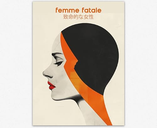 Femme Enigmatique Art Noir pour Murs Vides | Solution Déco Élégante Chambre et Bureau