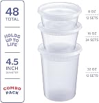 GUSTO Entreposage des aliments Conteneurs de délices avec lids [48 Ensembles] 8, 16, 32 oz. Micro-ondes, lave-vaisselle & Congélateur sûr, jetable ou réutilisable, BPA Gratuit, écoulement-proof, soupes, à emporter, préparation des repas & Restes
