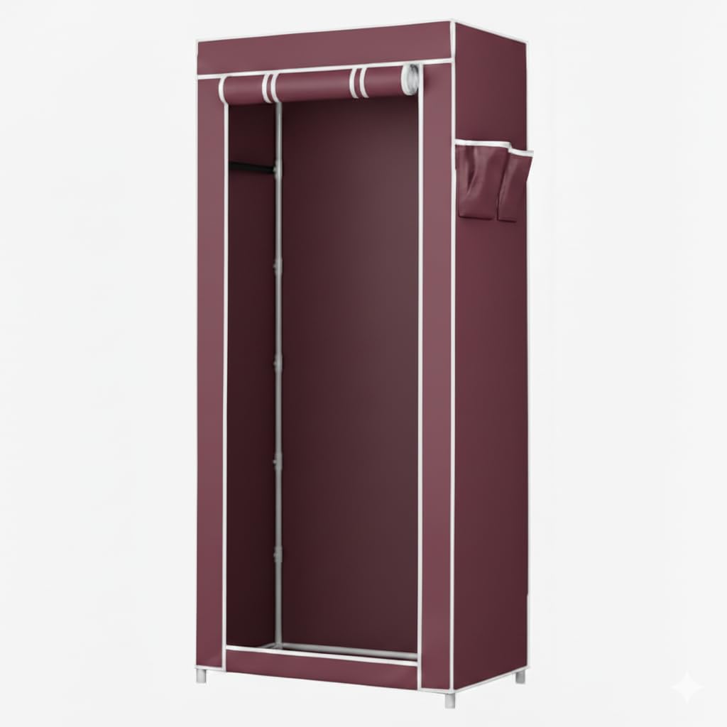 EASY BUY Maroon Shoe Rack Cove only, 6 Shelves Cover with Zip Door Cover & Side Pocket | Dustproof-image-43