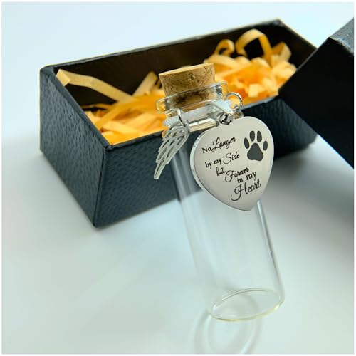 Joybloks Pet Memorial Hair Keepsake Sympathy Gift for Loss of Dog or Cat, Pet Passing Away Funerary & Bereavement Remembrance Fur Glass Bottle with Heart Shape Ornaments