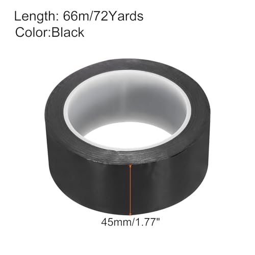 Image of uxcell 1 Rolls Black 1.77 Inch x 72 Yards Polyester Film Electrical Tape PET Tape High Temperature Heat Resistant Tape for Transformer Motor Wire 5S Positioning Logo,45mm x 66m