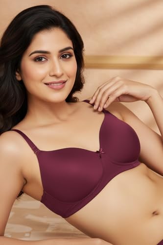 Image of Zivame Padded Non Wired 3 /4Th Coverage T-Shirt Bra - Beet Red