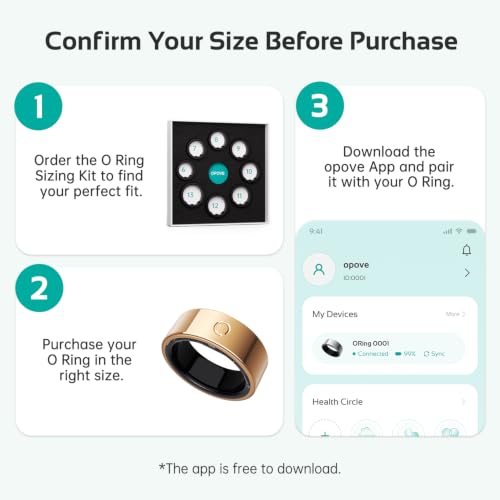 Image of opove O Ring Smart Ring, Fitness Trackers Rings with Sleep /Stress /Heart Rate /Women's Health Monitoring, No Subscription, Comfortable Wearing, Long Using,Fitness Ring for Android & iOS,Rose Gold-Size8