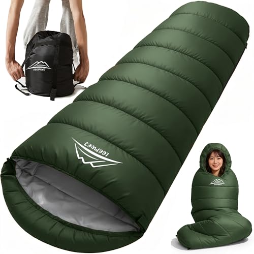 寝袋 シュラフ LEEPWEI【2026年アップグレード版マミー型】オールシーズン コンパクト キャンプ アウトドア sleeping bag 軽量 防災 車中泊 来客用 登山 簡単収納 丸洗い可能 収納袋付