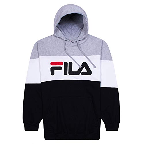 FILA Mens Big and Tall Colorblock Pullover Hoodie H.grey White Black 2XLT