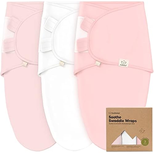 KeaBabies 3pk Organic Baby Swaddles for Newborns, 0.5 TOG Candy, 0-3M