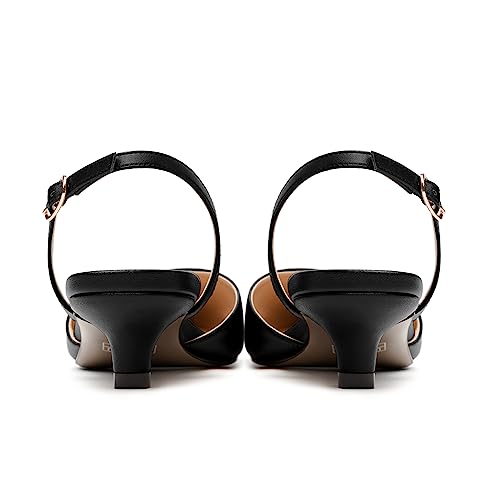 NUMALEO Womens Backstrap Pointed Toe Matte Dress Wedding Fashion Buckle Kitten Low Heel Pumps Shoes 1.5 Inch4