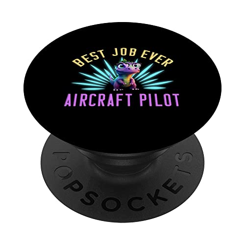Best Job Ever Aircraft Pilot Finest Worker Profession Puns PopSockets Swappable PopGrip, Black