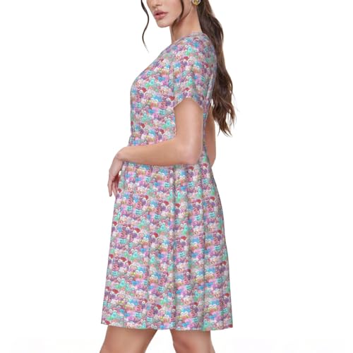 Robe d'été décontractée pour femme fluide avec motif cœur coloré - 2