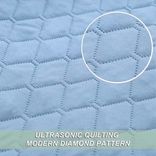 Exclusivo Mezcla Reversible Twin Quilt Bedding Set with Pillow Sham, Lightweight Quilts Twin Size, Soft Bedspreads Bed Coverlets for All Seasons - (Sky Blue, 68"x88")