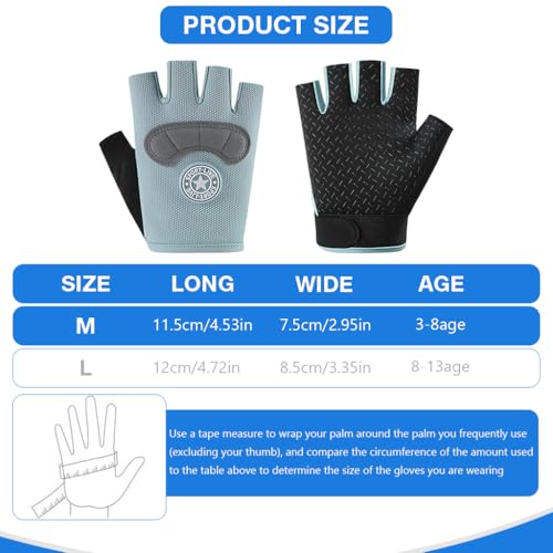 Image of PROBEROS Kids Riding Gloves for 3-8 Years, Anti-Slip Adjustable Palm Vibration Reduction Breathable Moisture-Wicking Design Sport Gloves, Fashion Cycling Gloves for Riding, All Outdoor Sport, Size-M