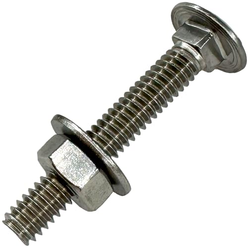 Image of (25) 1 /4-20 x 1.75 inch- 304 (18-8) Grade Stainless Steel Carriage Bolts Screws Dome Head Nuts & Washers Included for Trailer Deck Floors headboards-Rust Resistant by BRAUNY BOY- Qty (25)