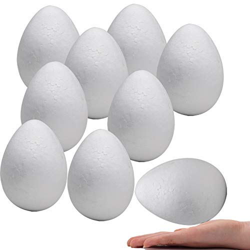 Crafare 6 Inch 9 Pack White Craft Foam Eggs - Smooth Surface for Professional Floral Arrangements, Decorative Centerpieces, and Adult DIY Art Projects